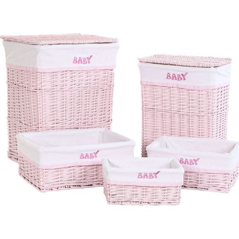 Panier osier rose élégant pour déco et rangement - Rose Pastel Tressé (1/5)