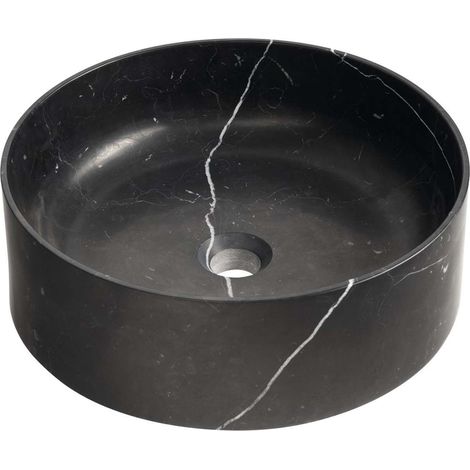 Sapho Blok - Aufsatzwaschbecken Durchmesser 40 cm, ohne Überlauf, ohne Armaturenloch, matt schwarz Marquin 2401-52 (1/5)