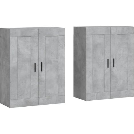 Set di 2 armadietti da parete portaoggetti versatile 69,5 x 34 x 90 cm in legno multistrato grigio cemento 020055487