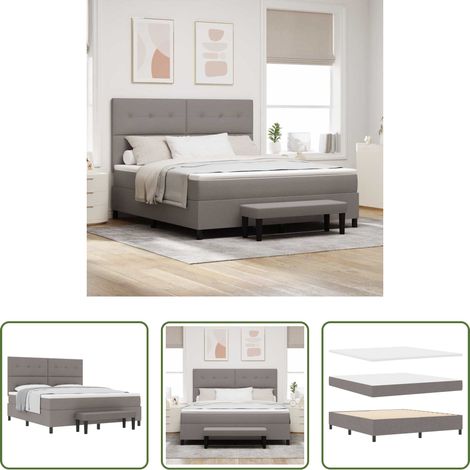 Matratze - Boxspringbett mit Matratze Taupe 180 x 200 cm Stoff (1/5)