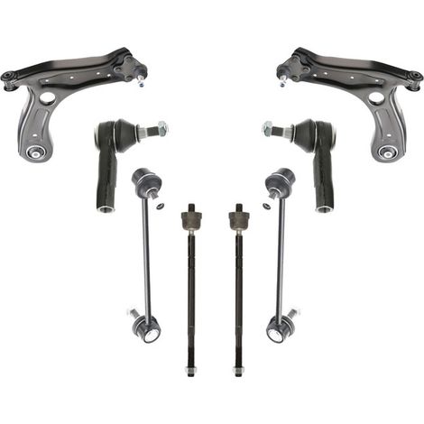 KIT BRACCIO OSCILLANTE 8 PEZZI COMPATIBILE CON SKODA FABIA III (NJ3) 1.4 TDI / Kit Sospensione Completo OE/OEM / Bracci Oscillanti + Testine Sterzo / Sostituzione Diretta OEM