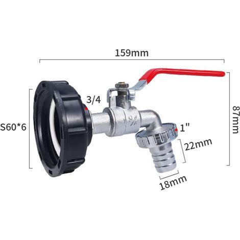 Adaptateur pour réservoir IBC (raccord fileté de 1/2 pouce), robinet de réservoir de 1000 litres, collecteur de pluie, accessoires de robinet de sortie, vanne, robinet, raccord de tuyau d'arrosage (1/3)