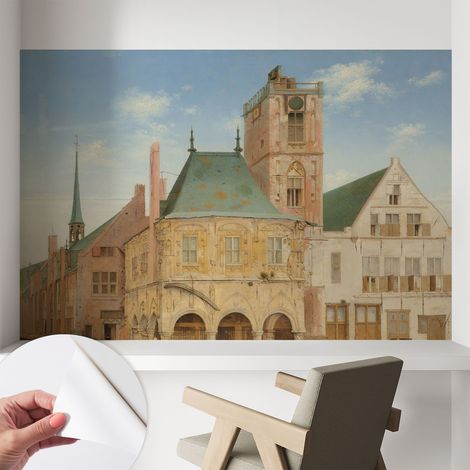 Fotomurale adesivo - parete decorativa - decorazione casa - stile moderno parete - Municipio storico 104x70 cm (1/5)