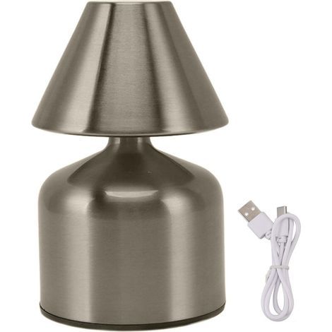 3-W-Touch-Schreibtischlampe mit stufenloser Dimmfunktion, 1800-mAh-Akku, kabellos, 3 Farben, wiederaufladbare Nachttischlampe für Bars, Silber (1/5)