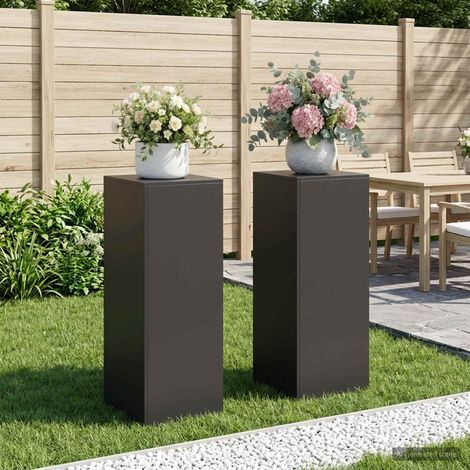 vidaXL Support de Plante 2 pcs Noir 40 x 40 x 100 cm Acier (1/5)