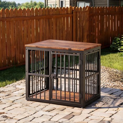 Cage pour chien modulaire en métal et bois avec table imperméable (1/5)