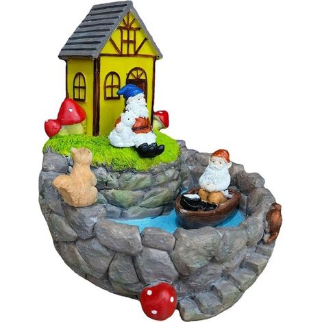 Fontaine Solaire de Jardin en Résine, Décoration Paysagère Extérieure pour Terrasse, Jardin et Patio (1/5)