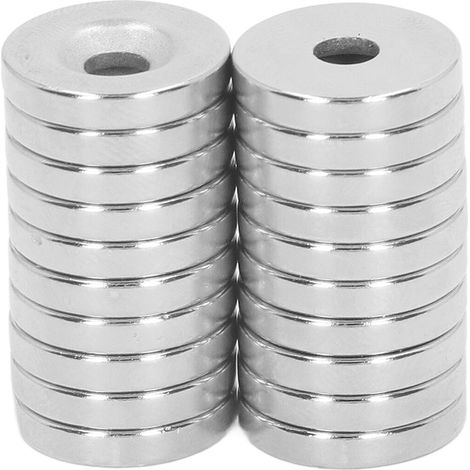 20 Aimants Disque Néodyme Puissants 4mm avec Trou Fraisé pour Atelier Bureau Science Bricolage (1/5)