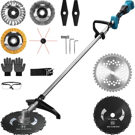 1380W 18800U/min Coupe Bordure Sans Balais Sans Fil Débroussailleuse Électrique Tête Pivotante 90° Longueur Réglable 168cm Compatible avec Makita 21V (Sans Batterie) 7 Types Lames Jusqu'à 300mm pour J (1/5)