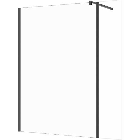 Paroi de douche à l'italienne avec volet pivotant - Noir mat - Verre 6 mm - (140 + 40) x 200 cm - DAREN (1/2)
