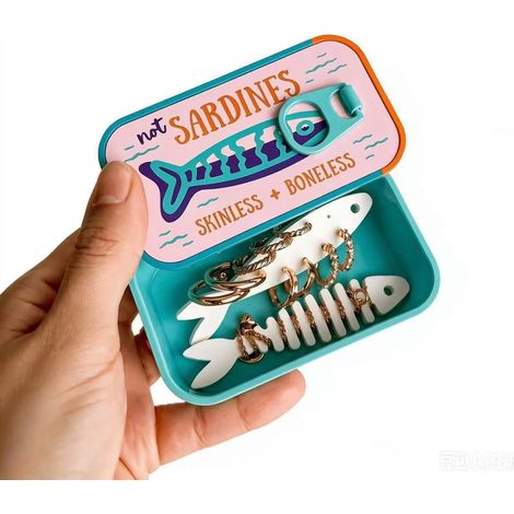 Creative and best-selling personalized fashion Sardine Tin Jewelry Box - Necklace and Earring Storage Box - B -