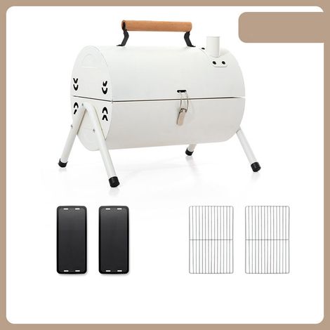 Barbecue portable au charbon de bois, grill d'extérieur, chauffage d'appoint sans fumée pour la maison et l'intérieur, idéal pour le camping, les pique-niques et les fêtes. B1 Blanc (1/5)