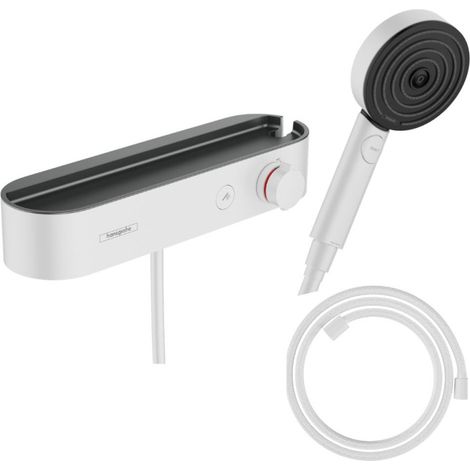Set de ducha termostática HANSGROHE ShowerTablet Select + Flexo Designflex + Teleducha Pulsify Select S (3 tipos de chorro) – Blanco mate (1/4)
