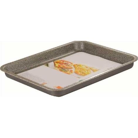TrAdE Shop Traesio - Teglia Rettangolare Bassa Pizza 35x27xh3 Cm Da Forno Antiaderente Antigraffio 037036m - (1/2)
