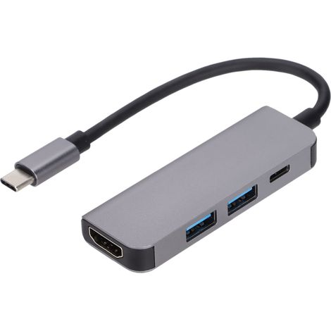 Hub USB-C, adaptateur multiport Type-C 4 en 1, adaptateur USB-C vers HDMI, HDMI 4K, port USB 3.0, port Fast PD 87 W compatible avec MacBook, iPad Pro et Chromebook. (1/5)