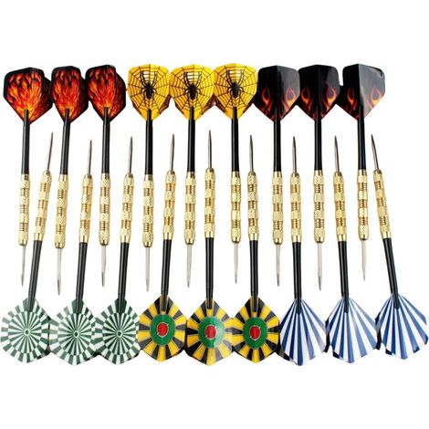 Set de Fléchettes Pointes Acier Fléchettes Professionnelles, 18 Pcs 18 Grammes Set de Fléchettes avec Barils de Laiton, Fléchettes