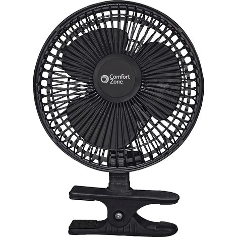 Ventilateur de bureau USB noir 12,7 cm, double vitesse, pince plastique, clip fixe, silencieux, portable, alimentation directe (1/2)