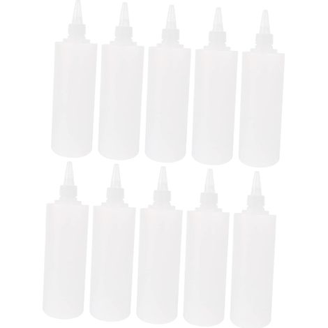Lot de 10 Flacons de Pigment 500ml en PE, Blanc, Embout à Couper, Bouteille Souple à Extruder pour Bricolage et Réparations (1/5)