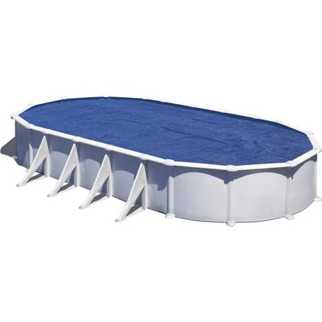 GRE – Bâche été à bulles pour piscine ovale 7,30m x 3,75m – Épaisseur 0,18mm – Anti U.V.A – Réduit l'évaporation et protège des débris