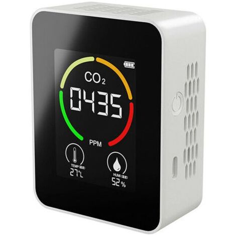 Ahlsen Detecteur d'air CO2 Detecteur de dioxyde de carbone Production agricole Moniteur de CO2 a effet de serre Blanc, modele: Blanc (1/5)