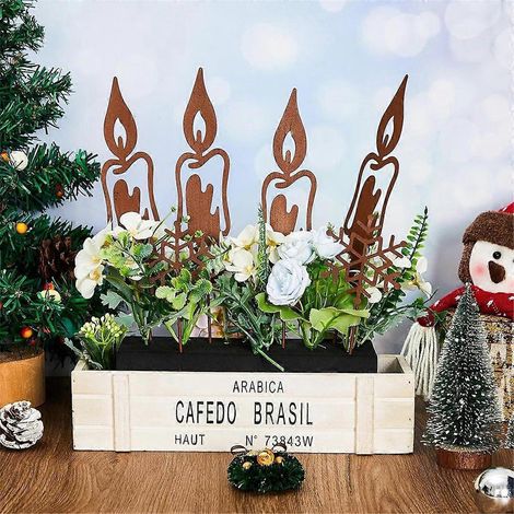Lot de 6 décorations de Noël en métal rouillé, comme illustré (1/5)