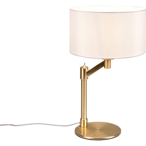 CASSIO LAMPADA DA TAVOLO METALLO OTTONE CON PARALUME BIANCO H. 48,3CM 1 LUCE ATTACCO E27 (1/5)