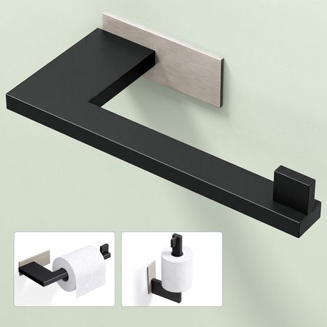 Mai & Mai Porte-Papier Toilette Dérouleur Mural en Acier Inoxydable Porte-Rouleau Stable Noir Mat + Nickel Brossé Rangement WC Support de Rouleau 185×83,5×40 MM Lino-03