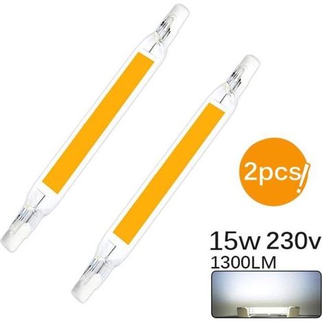 2Pcs Ampoules Led R7S 15W 118Mm Cob 110V 230 V Remplacer Lampe Halogène - Blanc Froid (1/3)
