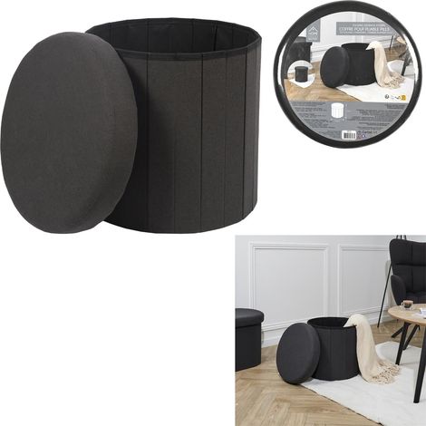 Coffre Pouf Pliable - HOME DECO FACTORY - Pills - Noir (1/5)