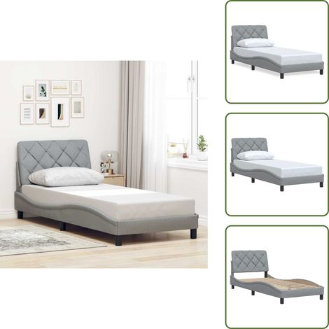 Bettgestell ohne Matratze Hellgrau 90x190 cm Stoff - Bettgestell - Bettgestelle - Bettrahmen - Bett (1/5)
