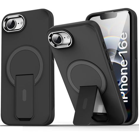 Funda para iPhone 17e / 16e, con soporte, acabado mate, compatible con MagSafe, color negro. (1/4)