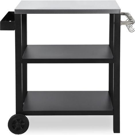 Wolketon Carro de barbacoa con 2 ruedas, mesa de parrilla & carrito de servicio BBQ, mesa auxiliar de exterior para jardín y terraza (1/5)