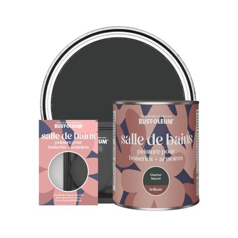Peinture pour Boiseries & Armoires de Salle de Bains, Finition Brillante - Charbon Naturel (1/2)