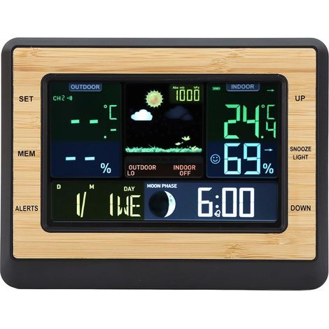 Thermomètre Intérieur Extérieur, Moniteur Météo Couleur 6 Niveaux de Prévision Météo pour la Maison (1/5)