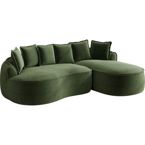 ELVMI Sofá modular sin estructura Chaise longue profunda con cojines en Chenilla Verde (1/5)