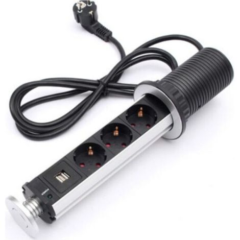 Prise de courant électrique pour plan de travail, bureau, socle émergente，Prise USB bureau prise de bureau cachée norme européenne (3 prises)