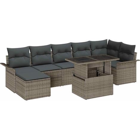Maison Exclusive - Sofa Set mit Kissen 8 pcs Grau Poly-Rattan