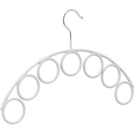 Relaxdays Porta Gruccia per Sciarpe, Metallo e Gomma, 7 Anelli Appendi Scialli, Foulard, Antiscivolo, Ø 5 cm, Grigio Chiaro, Ferro 50% plastica, 1 pz (1/5)