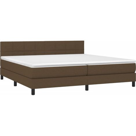 Lit à sommier tapissier avec matelas Marron foncé 200x200 3 (1/5)