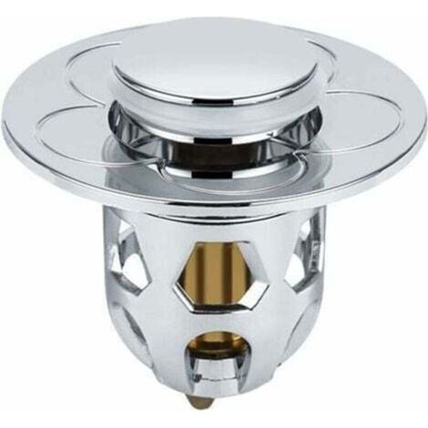 [Silber] Universeller Spülbecken-Leckstopper aus Edelstahl, Abflussfilter, Rückpralladapter, Schubstange, Spülbecken-Abflusskern