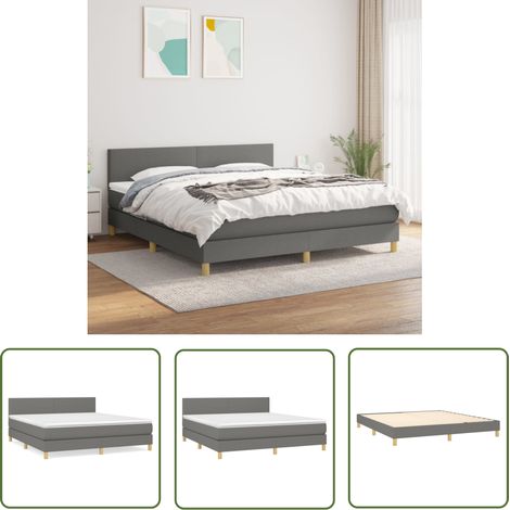 The Living Store Boxspringbett mit Matratze Dunkelgrau 160x200 cm Stoff - Boxspringbett - Doppelbett - Bettenrahmen - Matratze - Schlafsystem (1/5)