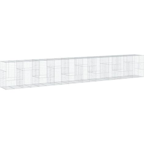 Gabbione recinto a gabbia muro di contenimento con coperchio 1000 x 100 x 150 cm ferro zincato argento 020040112