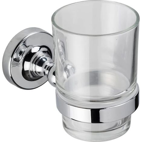Croydex Flexi-Fix Bathroom Clear Tumbler with Chrome Wall Mount - Worcester (1/5)