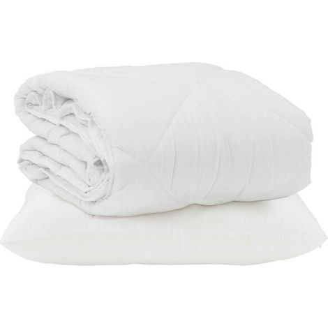 Ensemble couette et oreiller d'été en duvet, 2 pièces, microfibre blanche. (1/5)