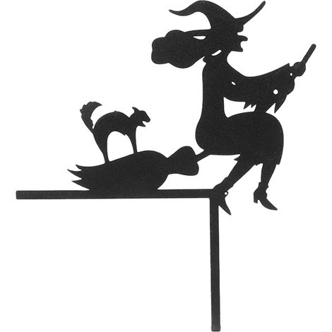 Décoration d'angle de porte pour Halloween : Chat sorcière volant sur un balai, panneau d'angle pour cheminée (1/5)