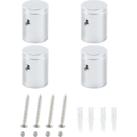Lot de 4 clips en aluminium de qualité supérieure avec fixations pour verre, support de crédence et miroir de 6 mm d'épaisseur, design fin, pour salle de bain et cuisine. (1/5)