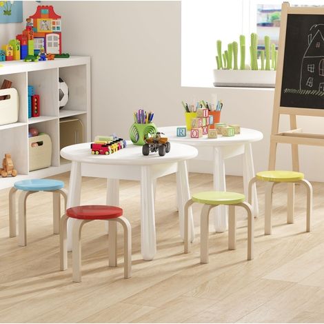 Set di 4 sgabelli impilabili in compensato di betulla, multicolore, con feltrini DESVIAE (1/5)