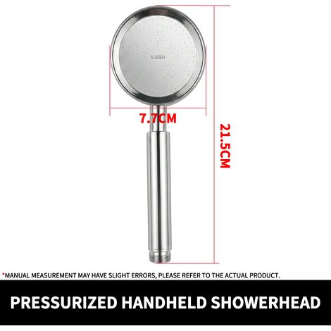 Pommeau de douche haute pression en acier inoxydable argenté, douchette à main noir mat/argent avec raccord universel G1/2 (1/5)