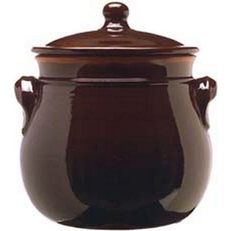 1PZ pentola bombata in terracotta brunella con coperchio - cm.24