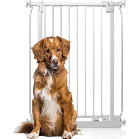 Bettacare Extra Tall Elite Dog Gate, 71cm - 80cm, Matt White, Extra Tall 96.8cm in Height, Pressure Fit Pet Gate (1/4)